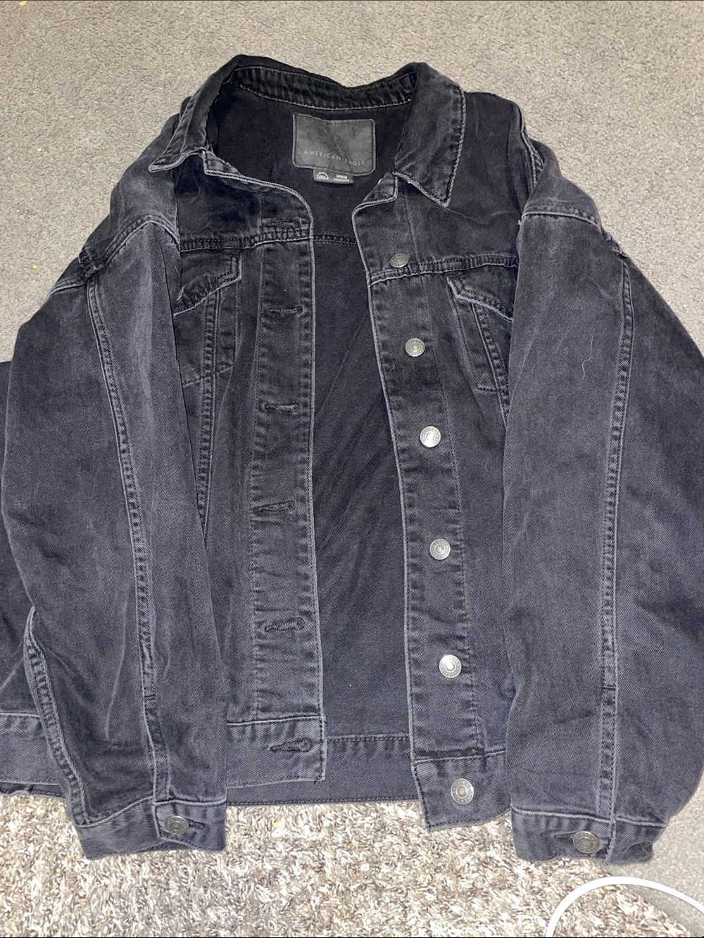 American Eagle Black Denim Jacket with Faded Detail